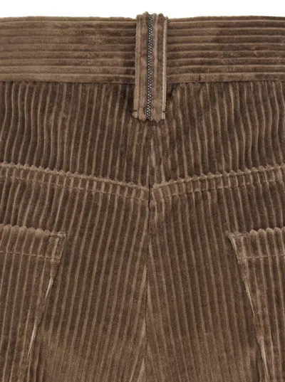 Brunello Cucinelli Brown Corduroy Pants With Concealed Front Closure
