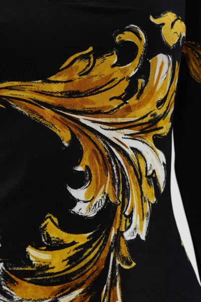 Versace Jeans Couture Midi Dress Featuring Signature Barocco Print In Black