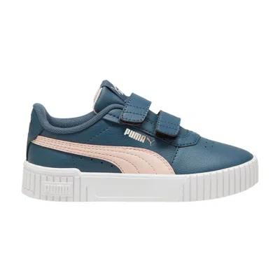 Pre-owned Puma Carina 2.0 Velcro Little Kid 'grey Skies Island Pink' | Teal | Kid's Size 3 In Blue