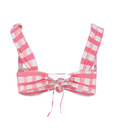 Jacquemus Check-print Knotted Bikini Top In Multi
