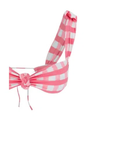 Jacquemus Check-print Knotted Bikini Top In Multi