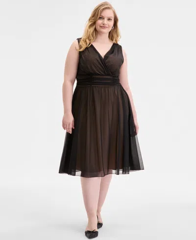 Connected Plus Size Sleeveless Chiffon Midi Dress