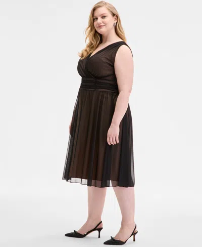 Connected Plus Size Sleeveless Chiffon Midi Dress