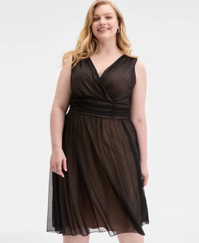 Connected Plus Size Sleeveless Chiffon Midi Dress