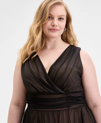 Connected Plus Size Sleeveless Chiffon Midi Dress