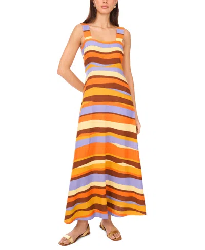 Vince Camuto Striped Square Neck Midi Dress