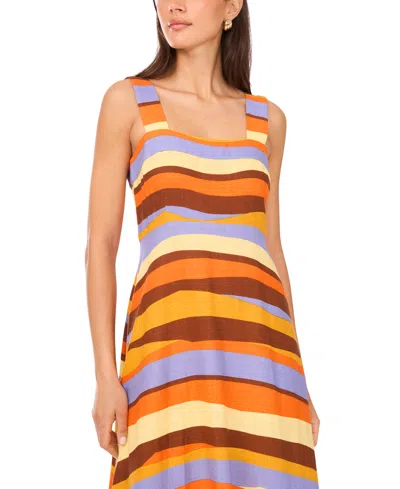 Vince Camuto Striped Square Neck Midi Dress
