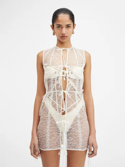 Jacquemus Sheer Ribbon Mini Dress In Neutral