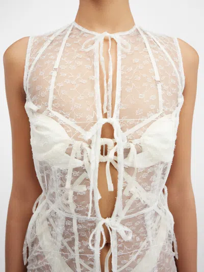 Jacquemus Sheer Ribbon Mini Dress In Neutral
