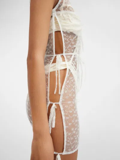 Jacquemus Sheer Ribbon Mini Dress In Neutral