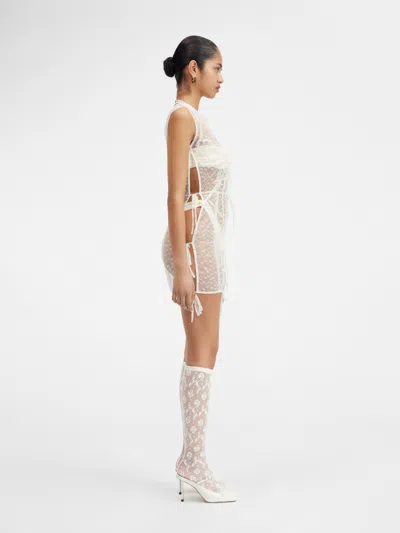 Jacquemus Sheer Ribbon Mini Dress In Neutral