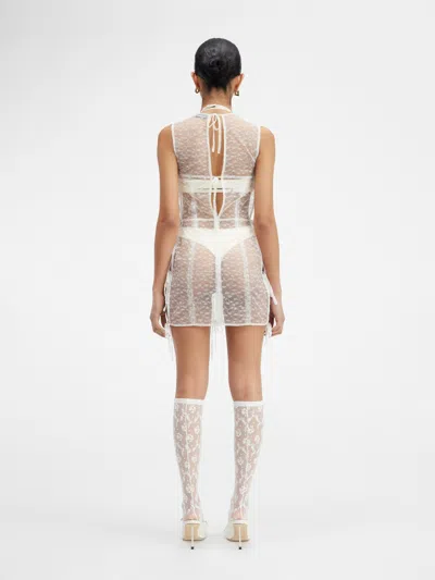 Jacquemus Sheer Ribbon Mini Dress In Neutral