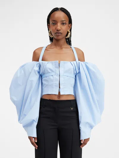 Jacquemus Bubble Sleeve Blouse In Blue