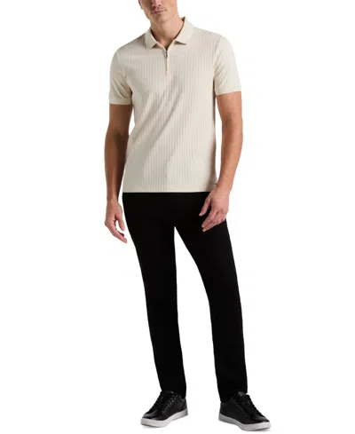 Perry Ellis Men's Quarter Zip Ribbed Polo In White