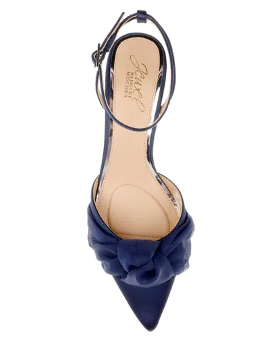 Jewel Badgley Mischka Favor Ankle Strap Pointed Toe Kitten Heel Pump In Blue