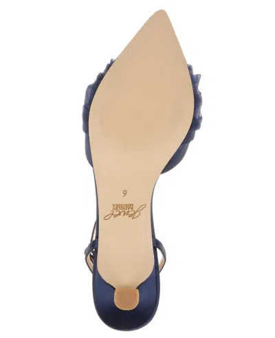 Jewel Badgley Mischka Favor Ankle Strap Pointed Toe Kitten Heel Pump In Blue