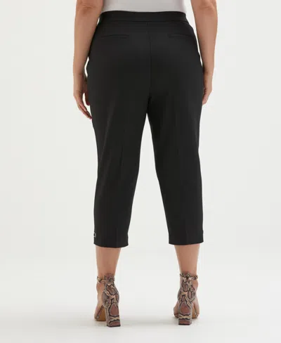 Rafaella Plus Size Satin Mid Rise Twill Capri Pants With Slant Pocket