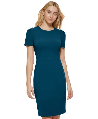 Calvin Klein Women's Short-sleeve Scuba Sheath Dress