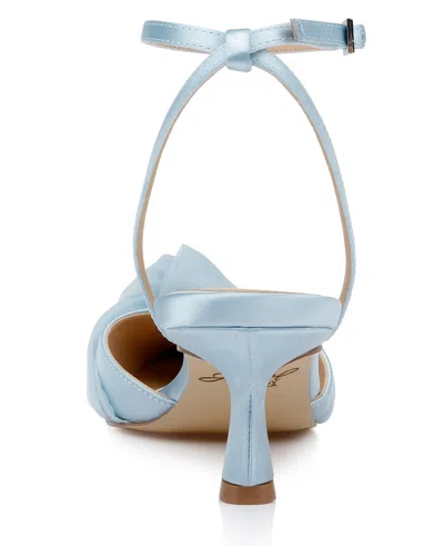 Jewel Badgley Mischka Favor Ankle Strap Pointed Toe Kitten Heel Pump In Blue