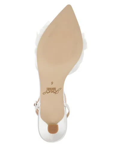 Jewel Badgley Mischka Favor Ankle Strap Pointed Toe Kitten Heel Pump In White
