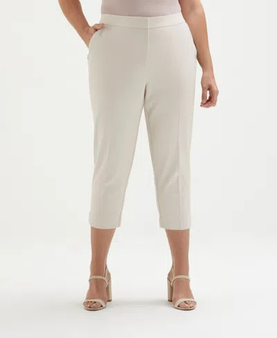 Rafaella Plus Size Satin Mid Rise Twill Capri Pants With Slant Pocket