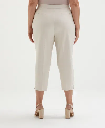 Rafaella Plus Size Satin Mid Rise Twill Capri Pants With Slant Pocket
