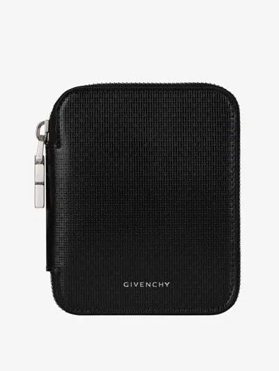 Givenchy Slim Textured Compact Wallets In Black