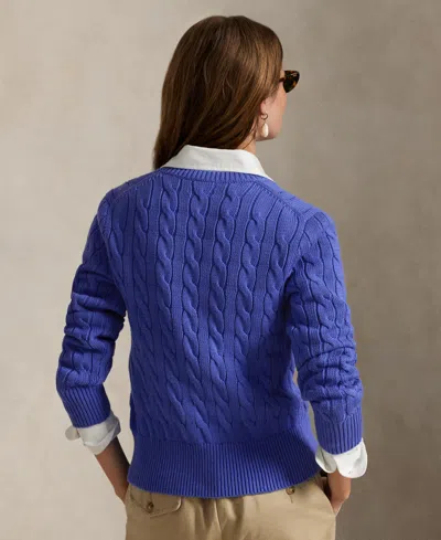 Polo Ralph Lauren Women's Cable-knit Cotton Crewneck Cardigan Sweater