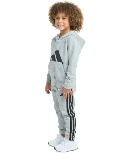 Adidas Originals Toddler & Little Boys Long-sleeve Essential Big Logo Fleece Jacket & Jogger Pants, 2 Piece Set In Blue