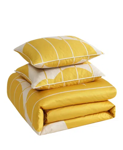 Marimekko Vesi Unikko Cotton Sateen Duvet Cover Set In Yellow