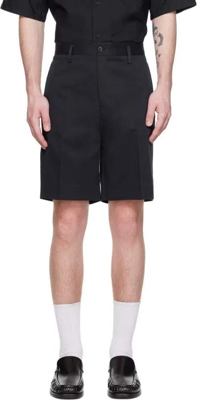 Filippa K Navy Creased Shorts In Black