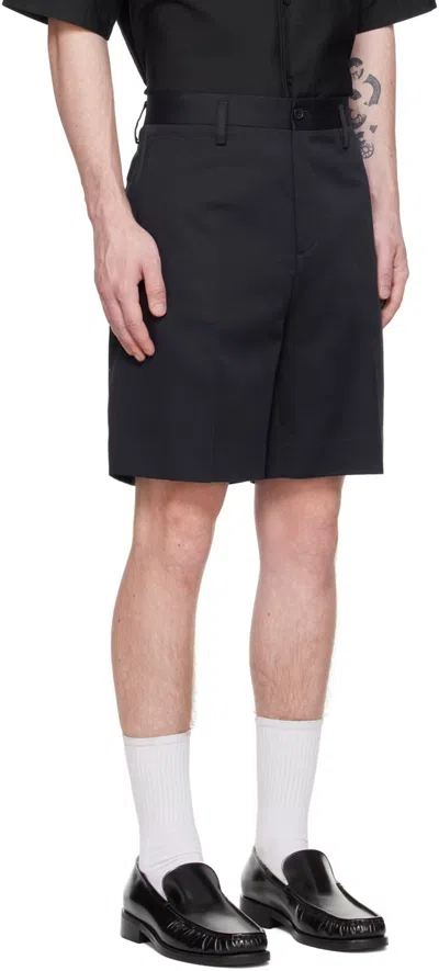 Filippa K Navy Creased Shorts In Black