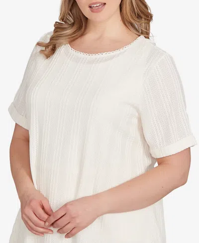 Ruby Rd. Plus Size Solid Crinkle Knit Top