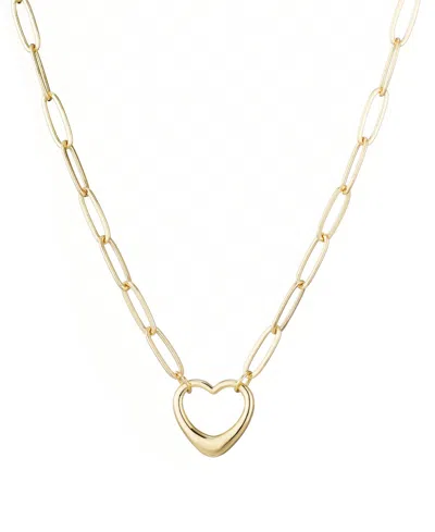 Adornia 14k Gold Plated Paperclip Chain Outline Heart Necklace