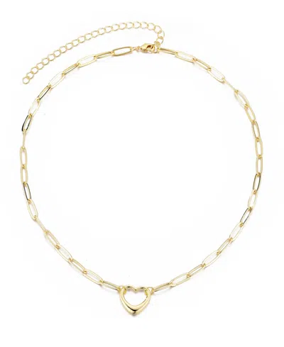 Adornia 14k Gold Plated Paperclip Chain Outline Heart Necklace