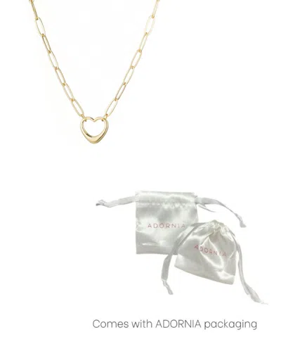 Adornia 14k Gold Plated Paperclip Chain Outline Heart Necklace