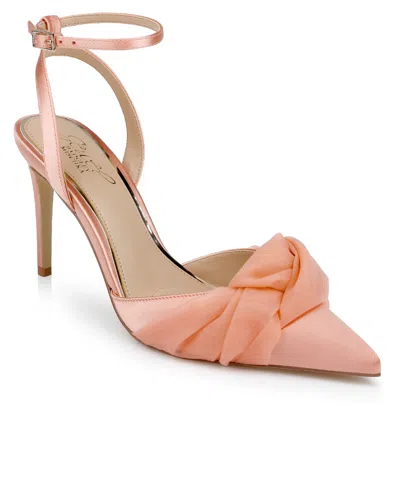 Jewel Badgley Mischka Federica Ankle Strap Pointed Toe Pump In Orange