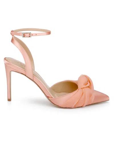 Jewel Badgley Mischka Federica Ankle Strap Pointed Toe Pump In Orange