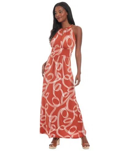 London Times Swirly Scroll Printed Jersey Dress