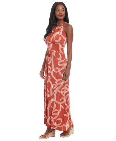 London Times Swirly Scroll Printed Jersey Dress
