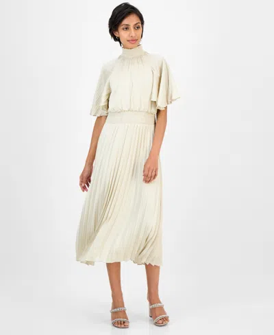Julia Jordan Flutter Sleeve Pleated Midi Dress In Green