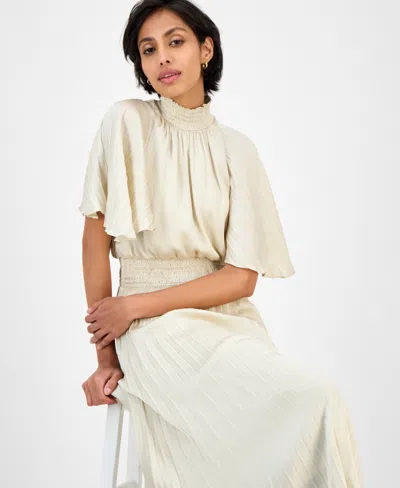 Julia Jordan Flutter Sleeve Pleated Midi Dress In Green