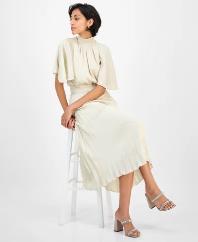 Julia Jordan Flutter Sleeve Pleated Midi Dress In Green