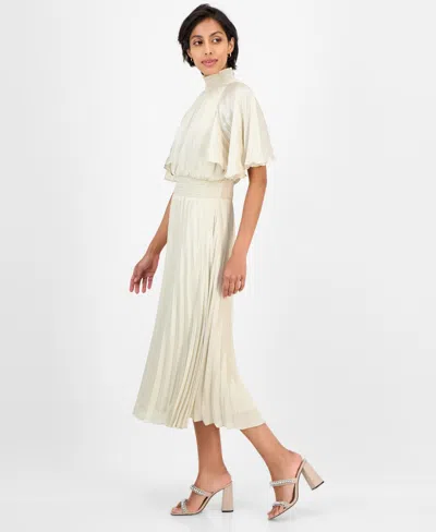 Julia Jordan Flutter Sleeve Pleated Midi Dress In Green