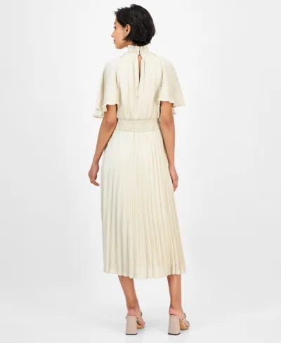 Julia Jordan Flutter Sleeve Pleated Midi Dress In Green