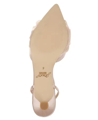 Jewel Badgley Mischka Favor Ankle Strap Pointed Toe Kitten Heel Pump In Neutral