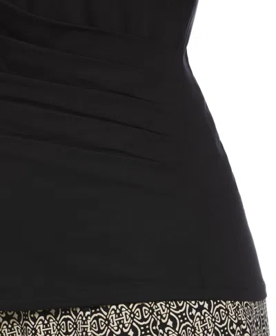 Ella Rafaella Plus Size Asymmetrical Wrap Short Sleeve Top In Black
