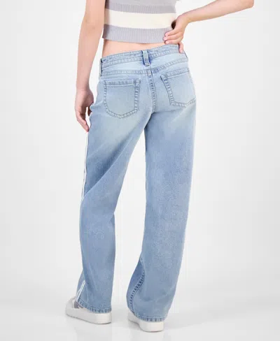 Celebrity Pink Juniors' Varsity Stripe Slouchy Straight-leg Jeans In Blue