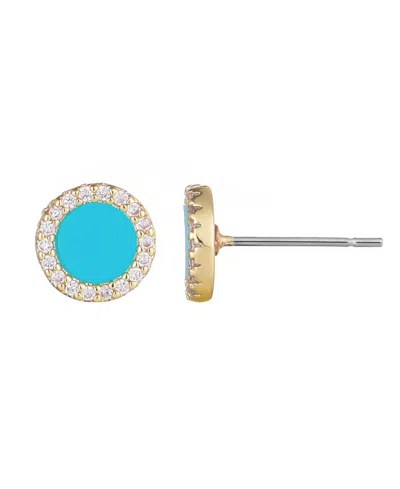 Adornia Gold Turquoise Circle Halo Stud Earrings