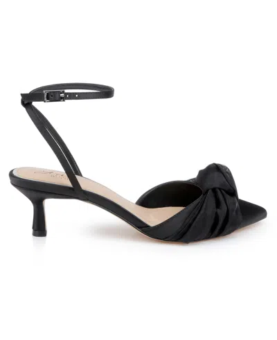 Jewel Badgley Mischka Favor Ankle Strap Pointed Toe Kitten Heel Pump